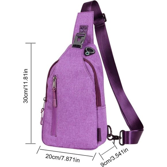 Unisex Waterproof Nylon Sling Crossbody Bag with Multiple Pockets for Travel and - Picture 2 of 13